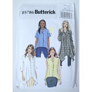Butterick B5786 Sewing Pattern for Womens Button Front Tunic Shirts w/ Shaped